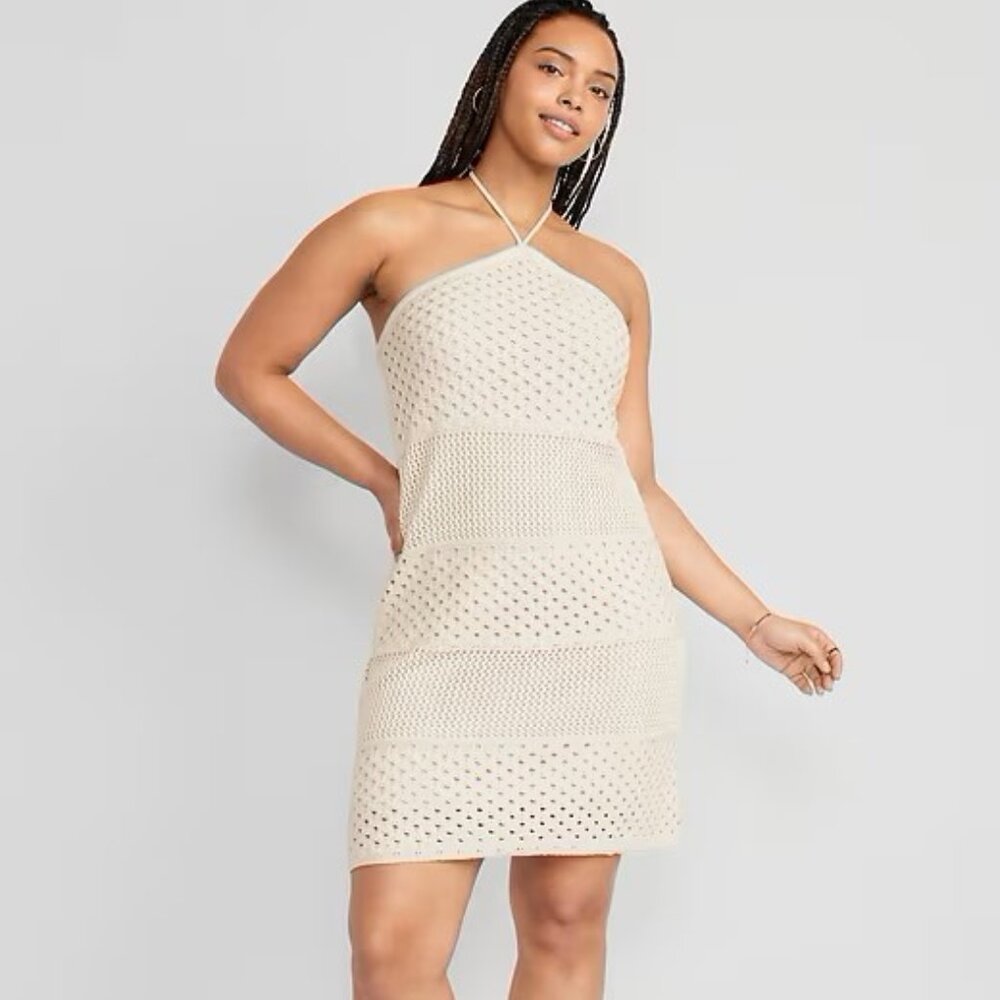Old Navy Cream Halter Mini Dress